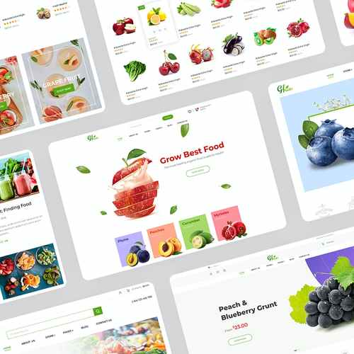 健康绿色有机蔬果农产品电子商务网站psd模板